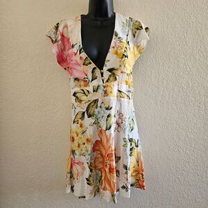 Farm Rio Floral Mini Dress with Flutter Sleeves